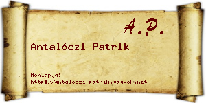 Antalóczi Patrik névjegykártya