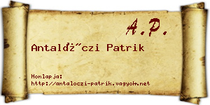 Antalóczi Patrik névjegykártya